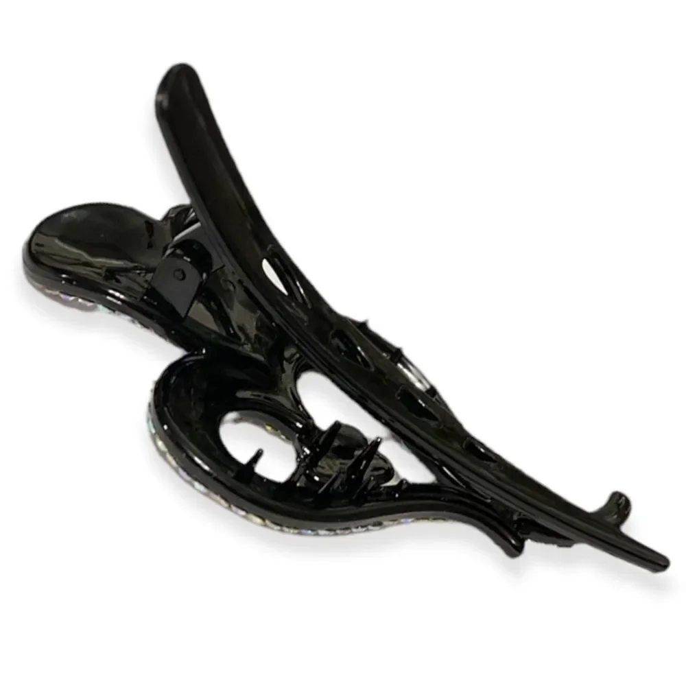 Black Hearts Glitter Rhinestone Decorative Hair Clip Accessories NEW